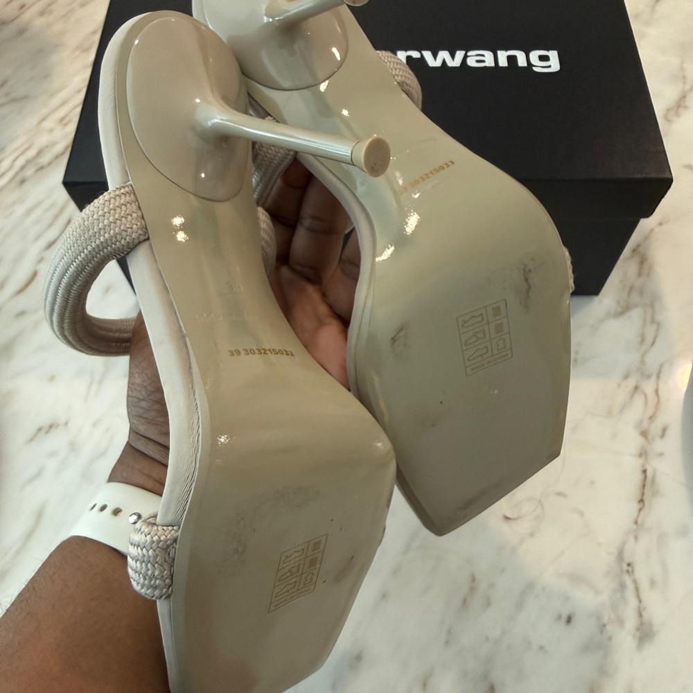 Alexander Wang Beige Rope Strap Square-Toe Heels - Picture 3 of 4